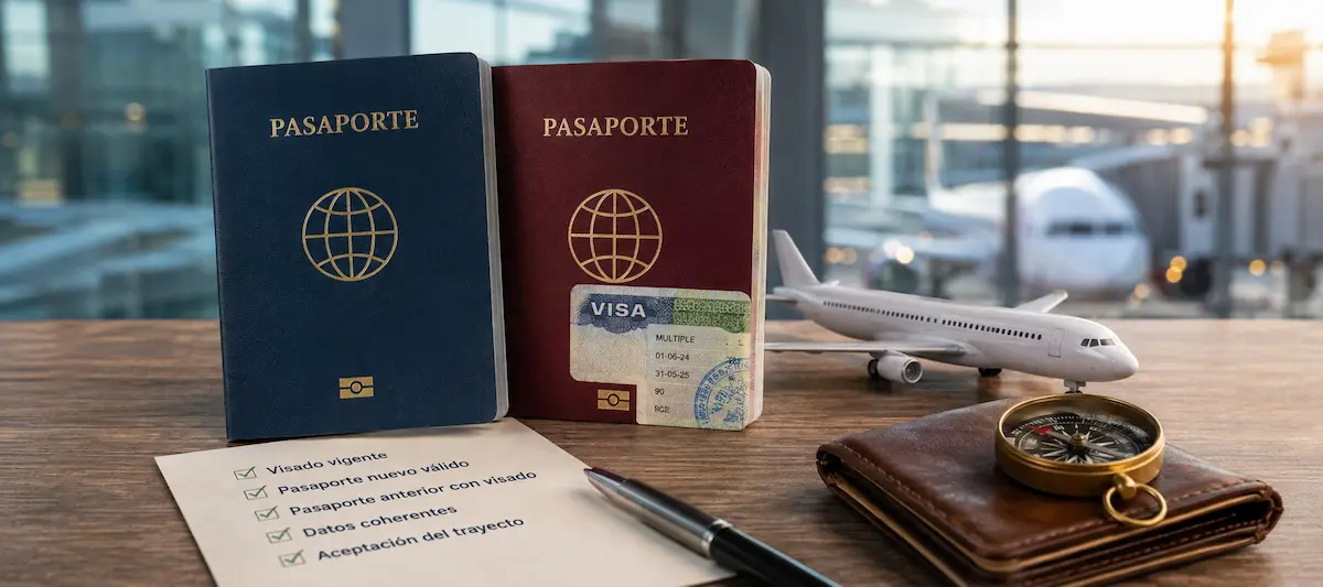 Visado en pasaporte antiguo